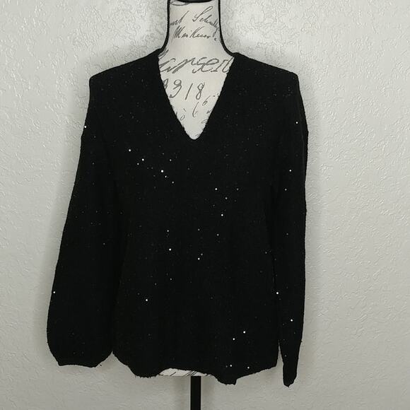 LOFT Sequin Sweater Black Size XS - Picture 1 of 5